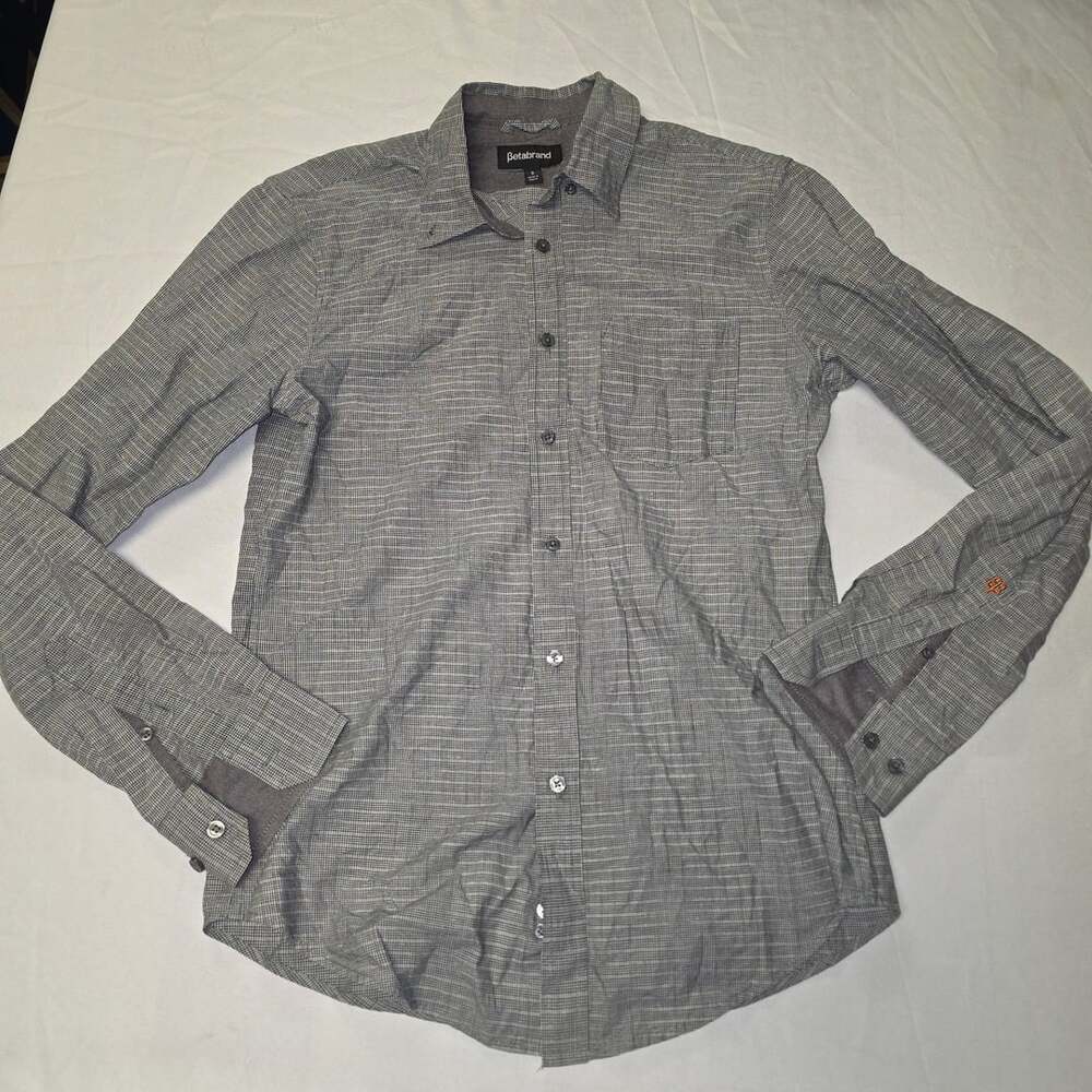 Betabrand Gray Check Long Sleeve Button Down Shirt Men's Size S